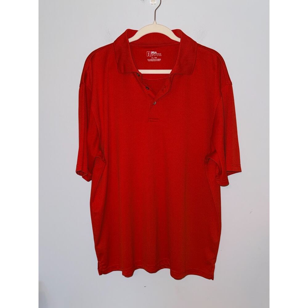 PGA Tour Mens Golf Polo Size XL Red Short Sleeve Performance Lightweight